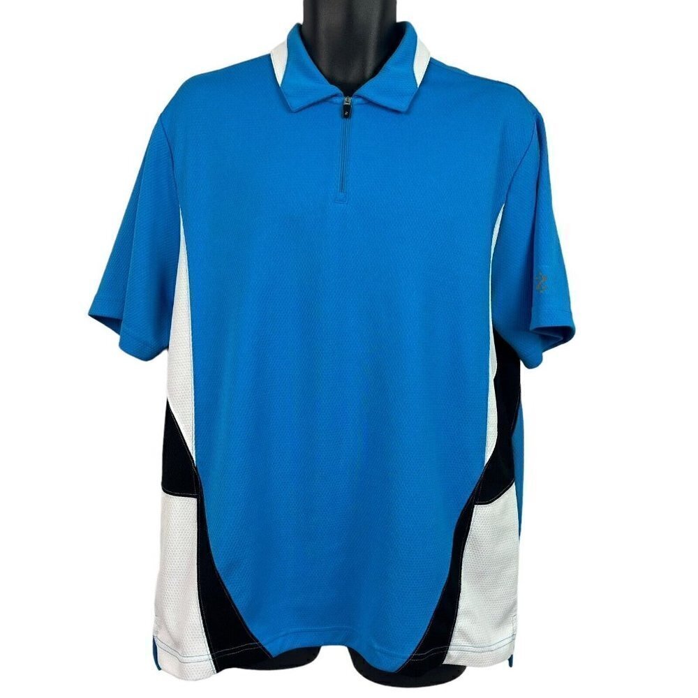 IZOD Performance Cool FX 1/4 Zip Golf Shirt Blue Color Block Large